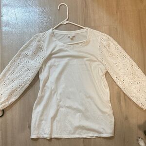 Jjill White Lace Sleeve Blouse